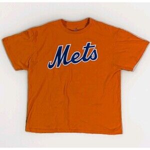 Majestic New York Mets T-Shirt Men’s XL Orange Blue MLB Baseball Fan Tee Cotton